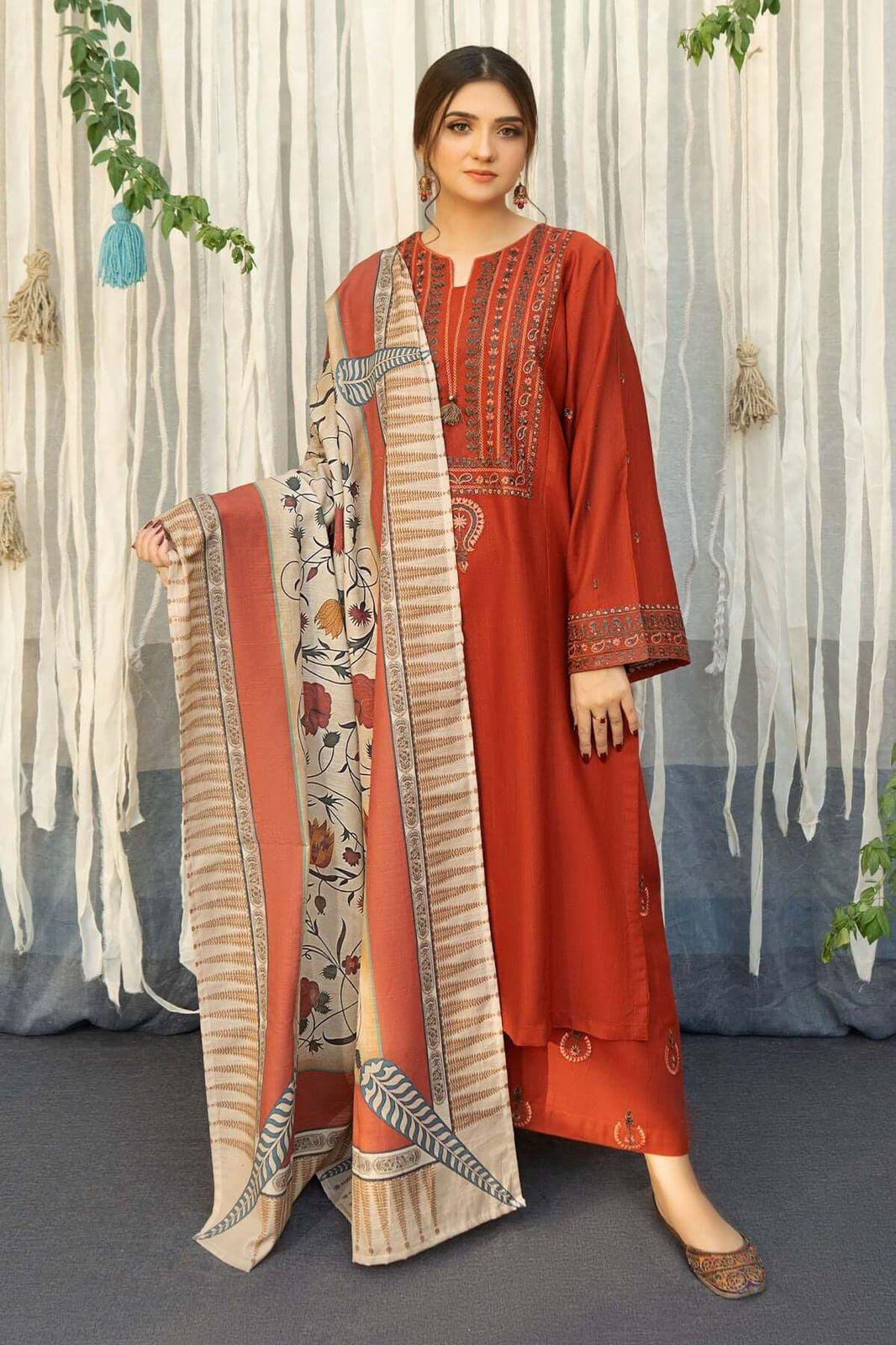 3-Pc Embroidered Suit